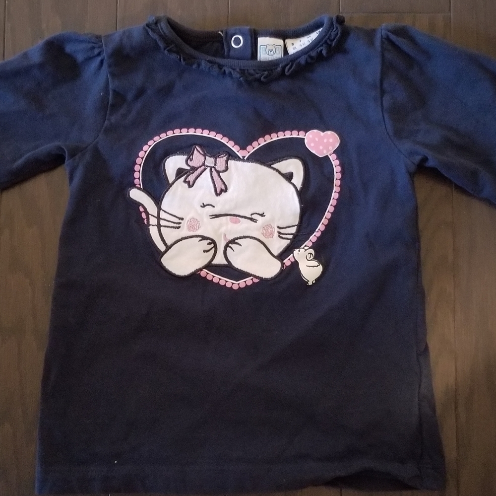 Bob der Bar CAT Applique Blue Shirt 9-12M
